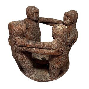 Terracotta Circle Of Friends 4 Friends Candle Holder Handmade Rustic Decor 7"